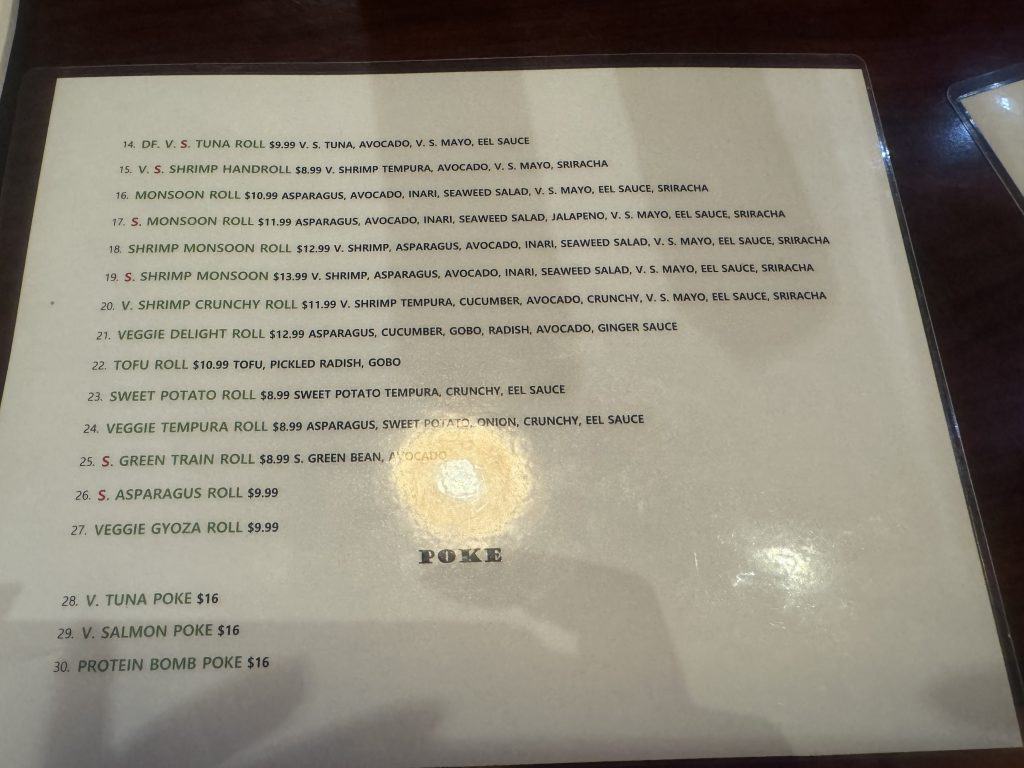 Vegan Sushi in Phoenix Metro Area (Gilbert) Menu items listing from Yanagi Sushi.