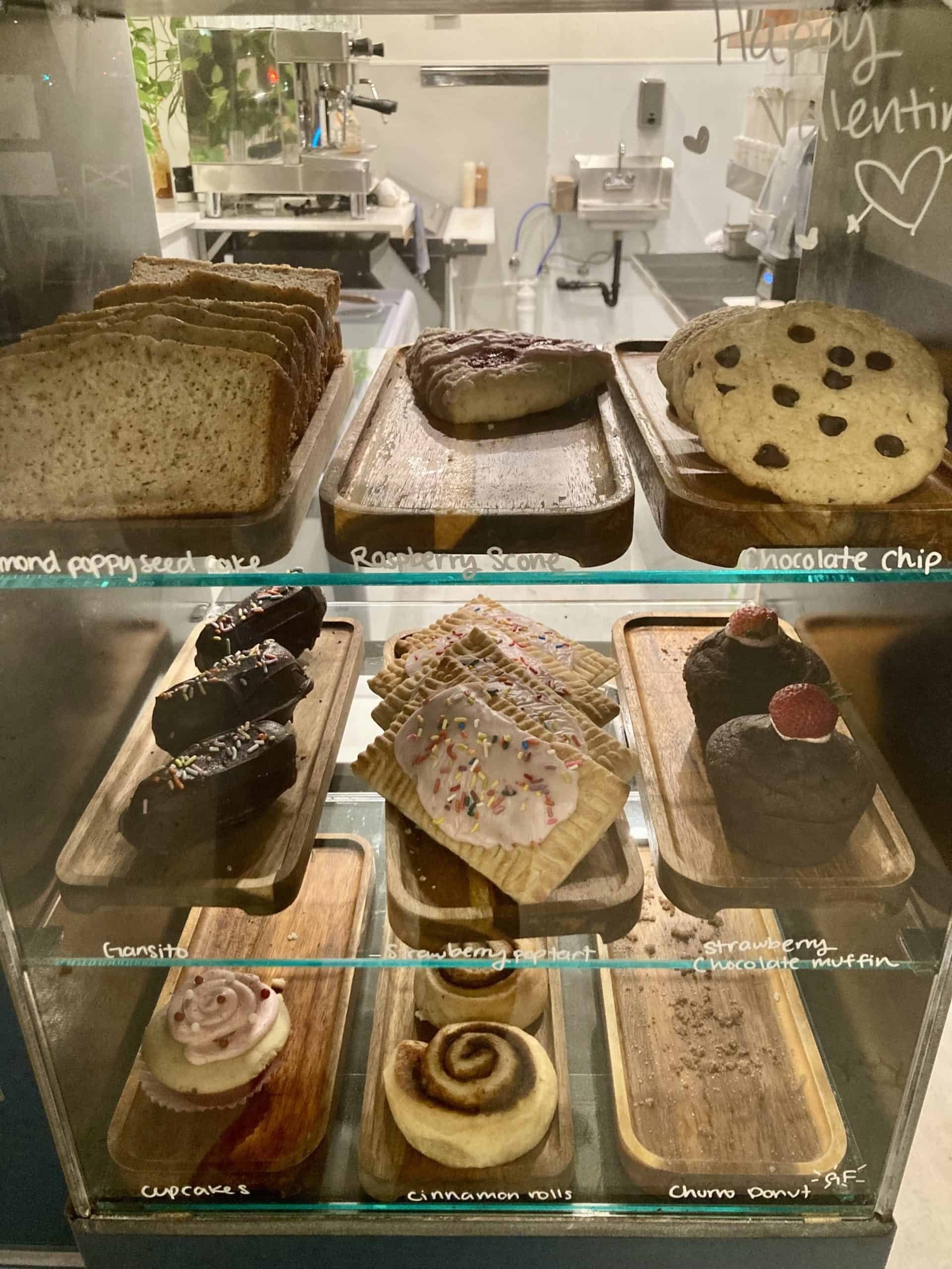 Goji Berrry Restrurant vegan pastries, cookies, poptarts, and cinnamon role