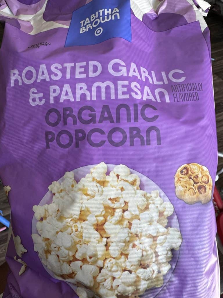 Tabitha Brown Popcorn Nutritional facts panel Tabitha Brown vegan popcorn