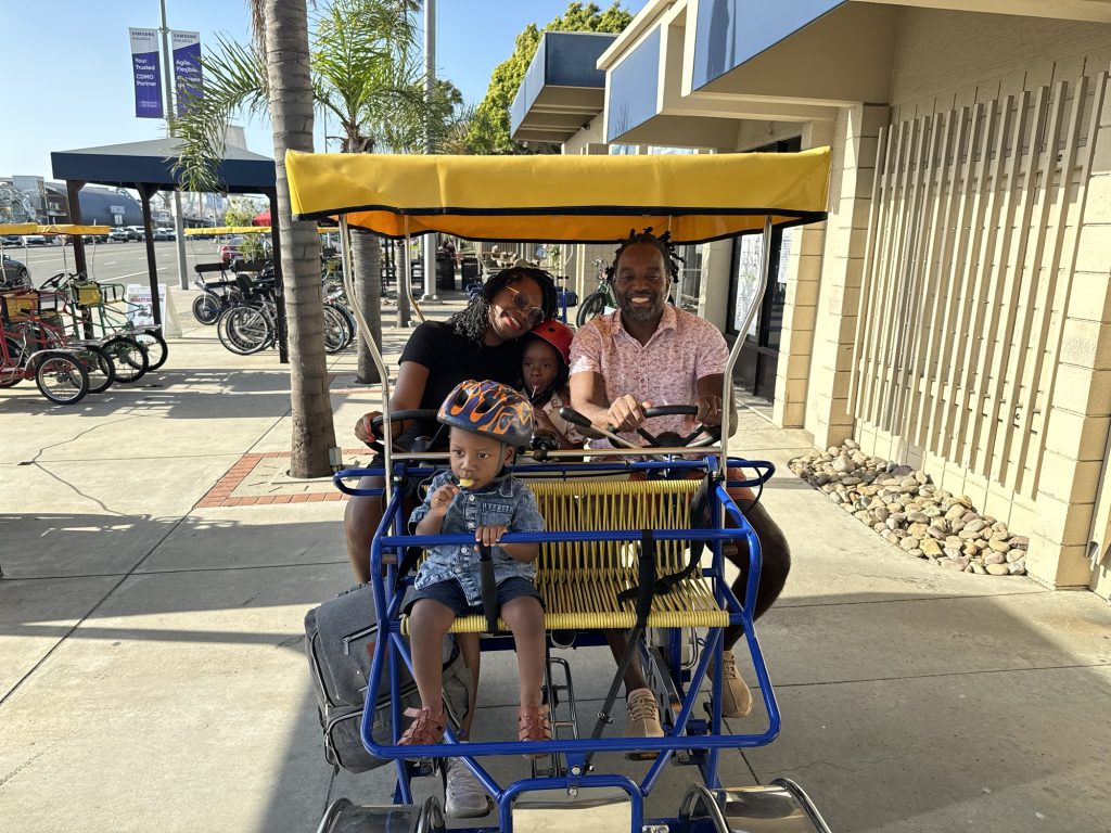 Bike Rental Coronado San Diego Picture of African American family on in front of Wheel Fun